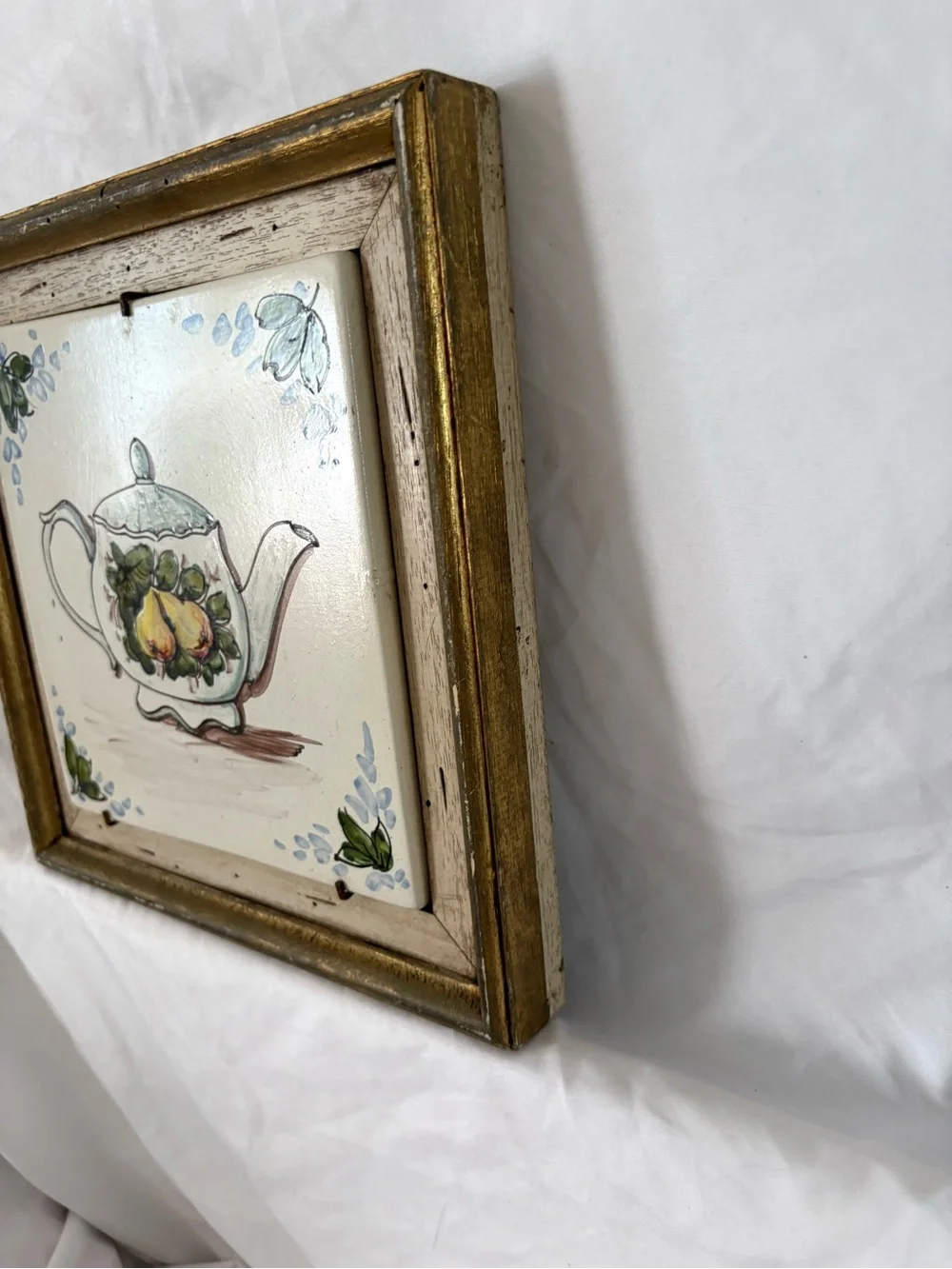 Vintage tea party pot ceramic tile wall hanging wok frame art home decor